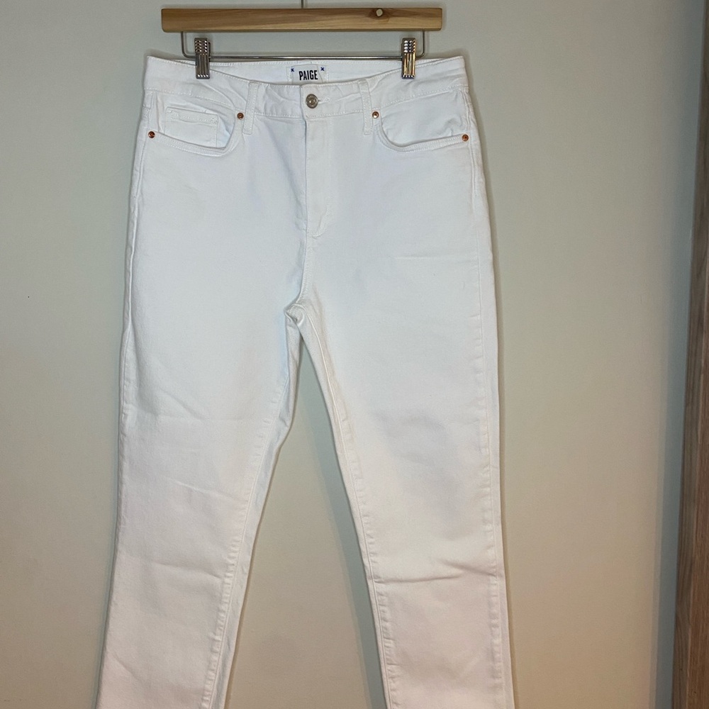 PAIGE Women's Crisp White Straight Leg Jeans